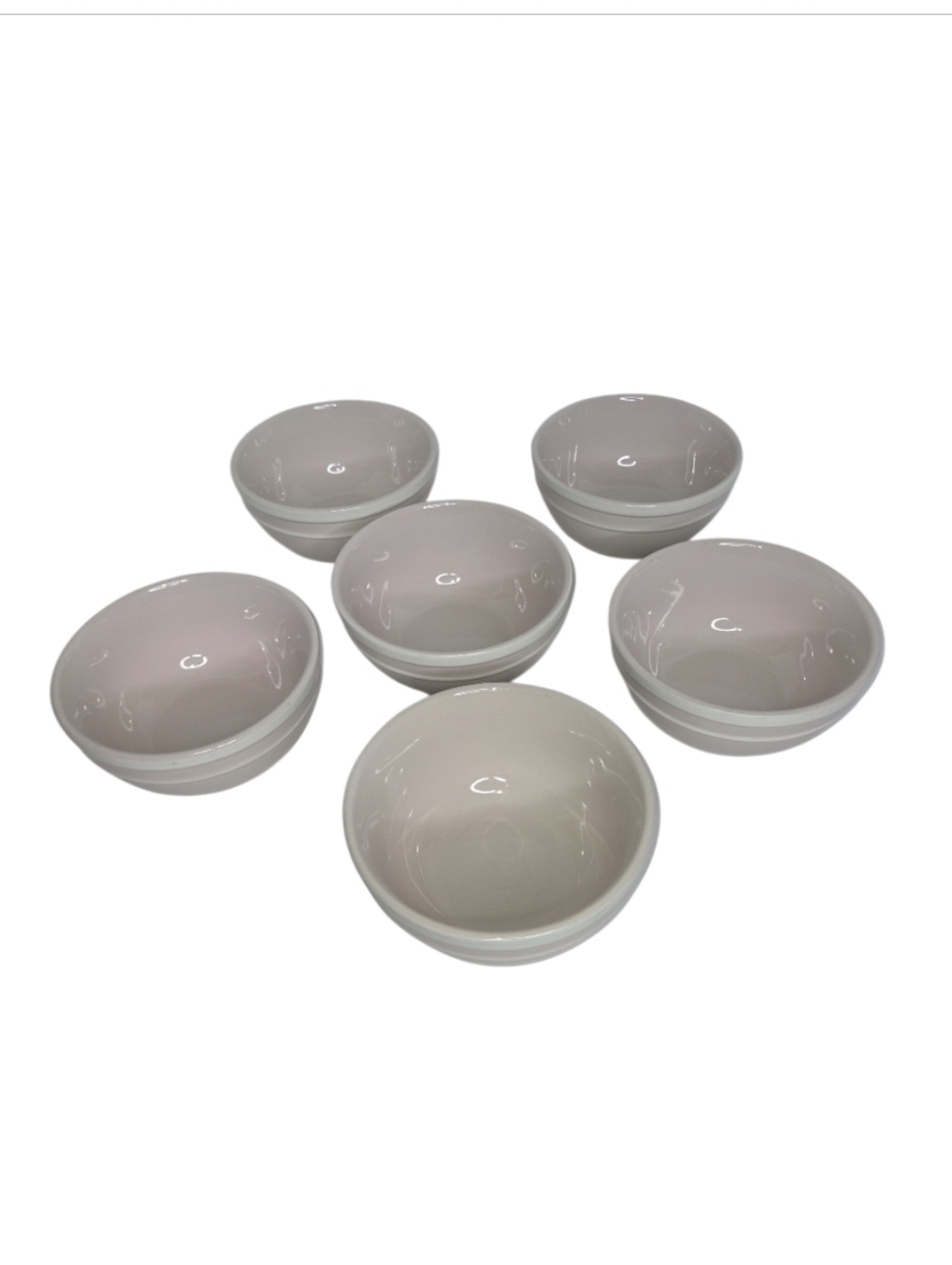 Kate Spade By Lenox Ceramic Bowls Set of 6 in Light Pink Blush White Banding